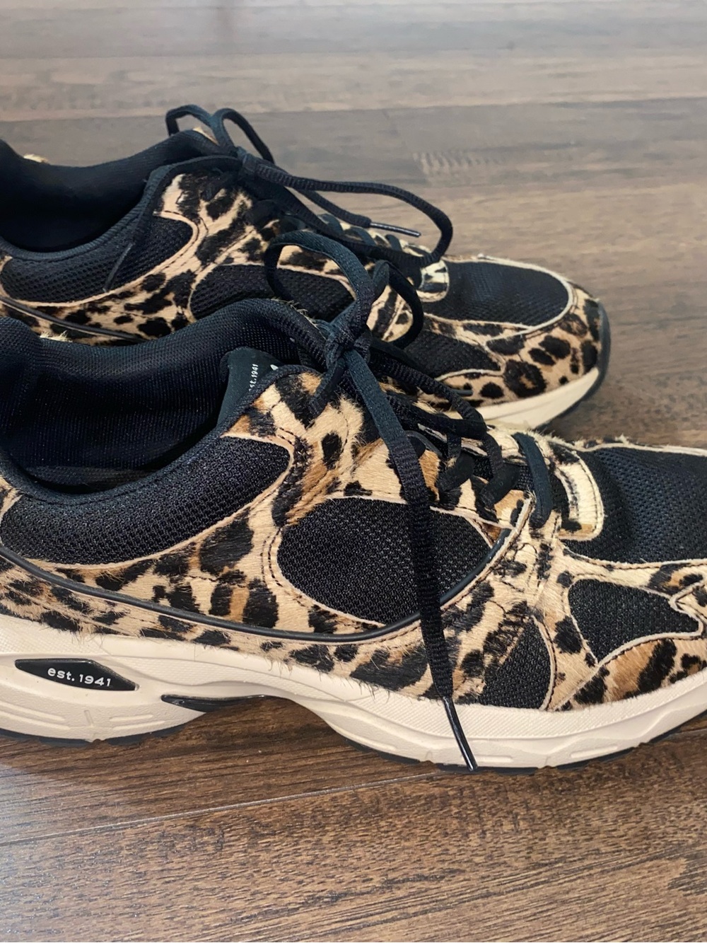 Coach Leopard-Print Lace-Up Sneakers in Black & Tan - Picture 2 of 3